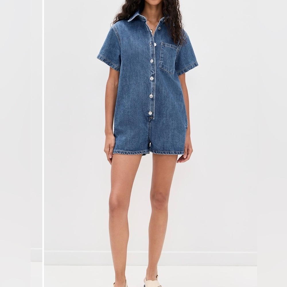 Parke short sleeve denim romper